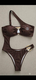 Brown Cutout One-Piece Swimsuit - Medium